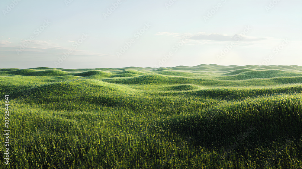 Obraz premium green grassland landscape isolated on white 
