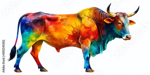 Hand Drawn Silhouette of a Bull Cattle Isolated on White Background Perfect for Farm Animal Illustrations and Agricultural Themes in Stock Photography photo