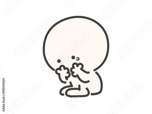 ひとりで泣いているシンプルでかわいい人物のベクターイラスト素材