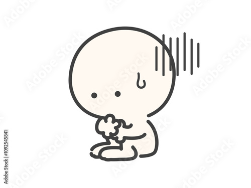 孤独に悩んでいるシンプルでかわいい人物のベクターイラスト素材のベクターイラスト素材