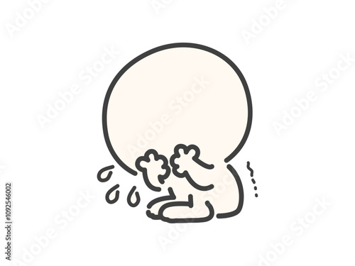 孤独で泣いているシンプルでかわいい人物のベクターイラスト素材