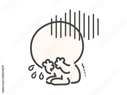 ひとりで泣くシンプルでかわいい人物のベクターイラスト素材