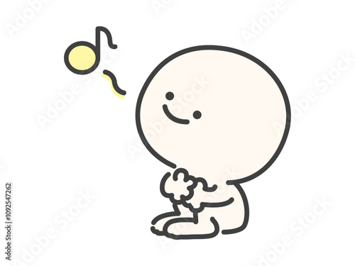 鼻歌を歌うシンプルでかわいい人物のベクターイラスト素材
