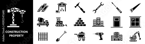 Construction Property icon collection set. Containing design property, development, construction, house, architecture