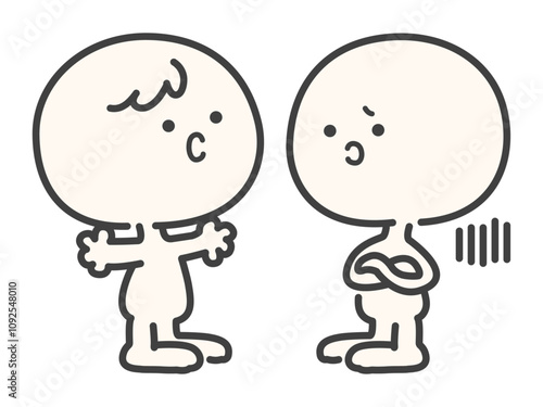 喧嘩になりそうな会話の可愛い人物たちのベクターイラスト素材