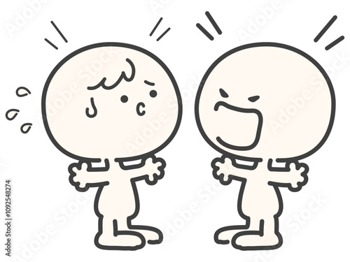 喧嘩をしているシンプルでかわいい人物のベクターイラスト素材