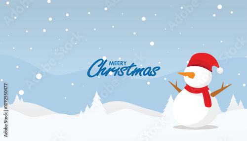 Christmas background with snowman