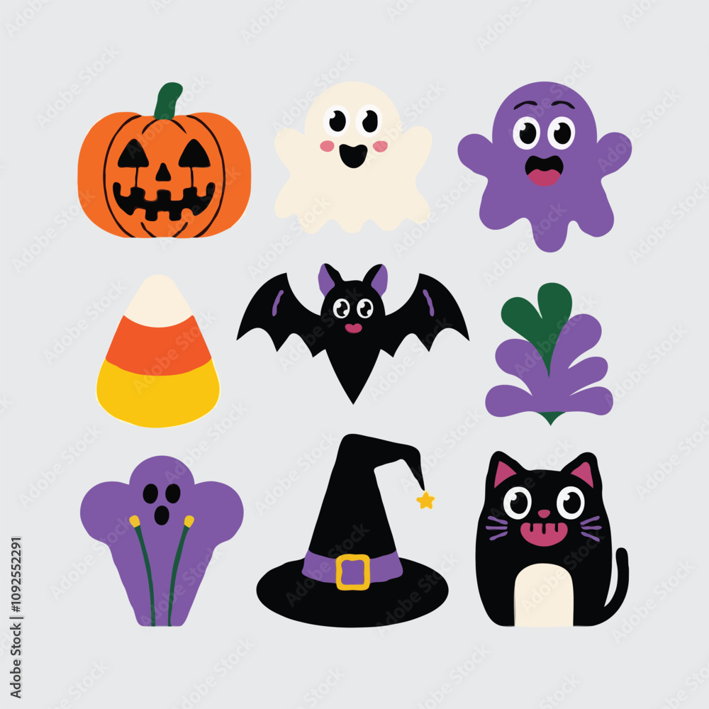 Fototapeta premium Halloween icon set collections with white background