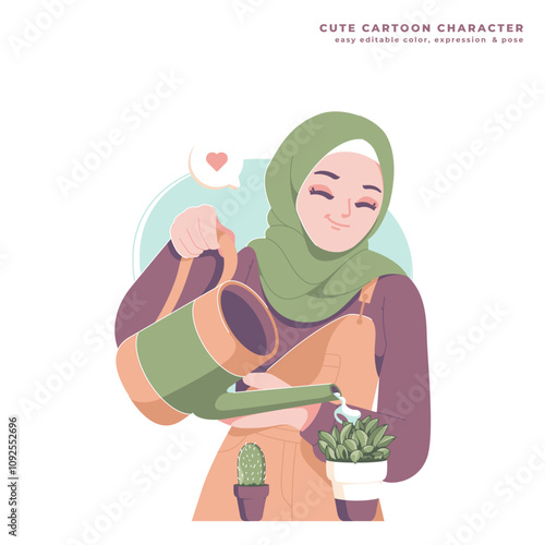 plant care cute cartoon character