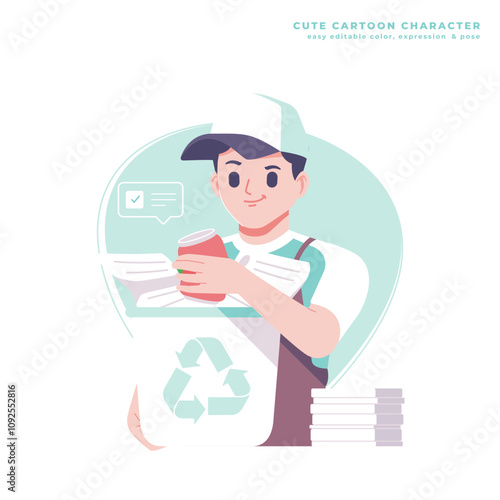 recycle concept cute cartoon character