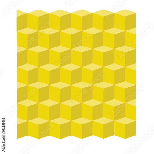 Arrière-plan d'ensemble de cubes en perspective de couleur jaune, en ligne, attachés les uns aux autres