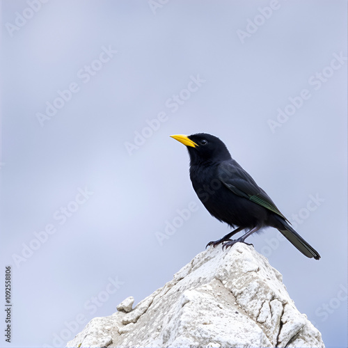 The Alpine chough (Pyrrhocorax graculus), Yellow-billed chough, Die Alpendohle or Zutokljuna galica photo