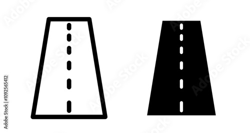 Road Icon set in black filled and line.