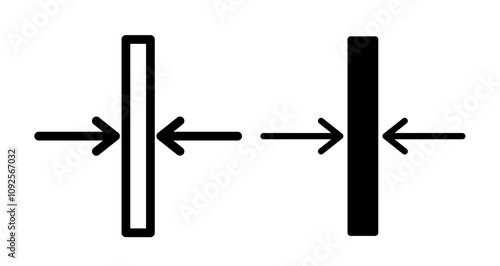 Thickness Icon set in black filled and line.