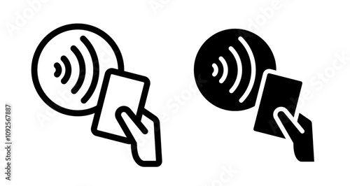 NFC payment Icon set in black filled and line.