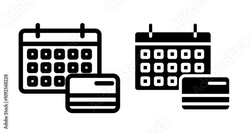 Annual fee Icon set in black filled and line.