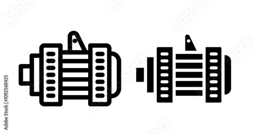 Car alternator Icon set in black filled and line.