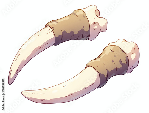 Pair of Detailed Ivory Tusks photo