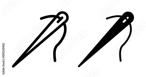 Thread needle Icon set in black filled and line.