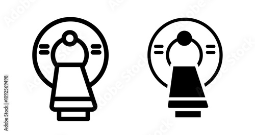 MRI machine Icon set in black filled and line.