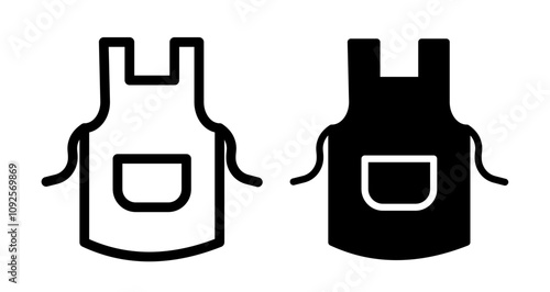Apron Icon set in black filled and line.