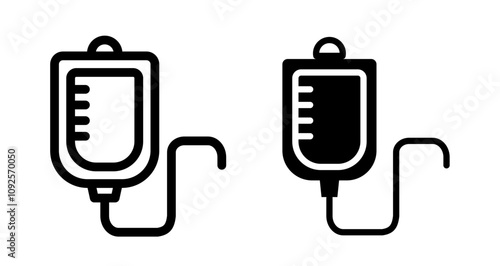 Blood transfusion Icon set in black filled and line.