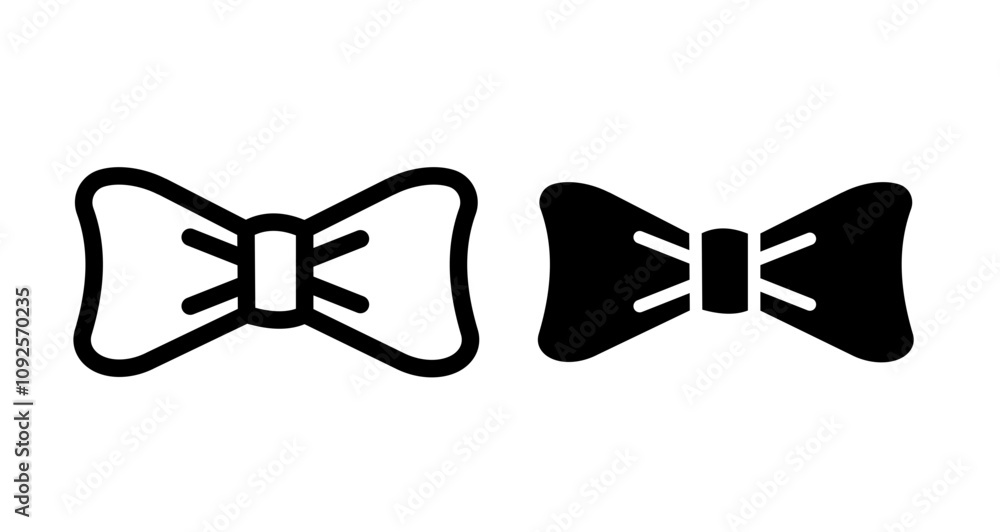 Fototapeta premium Bow Tie Icon set in black filled and line.