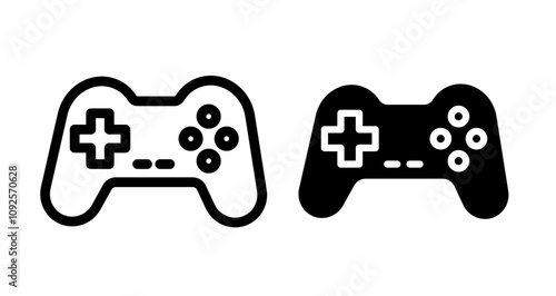 Game console Icon set in black filled and line.