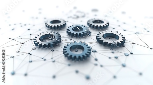 Network of gears symbolizing transformation and innovation isolated on white