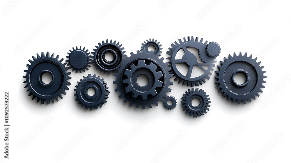 Mechanical and digital transformation symbolized by abstract gears isolated on white Mechanical and digital transformation symbolized by abstract gears isolated on white