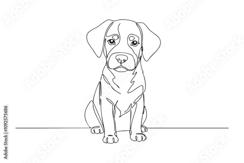 cute puppy dog one line continuous drawing