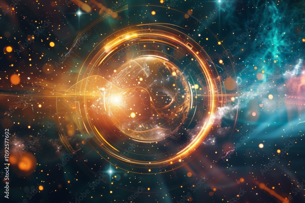 Fototapeta premium Futuristic cosmic energy portal in space