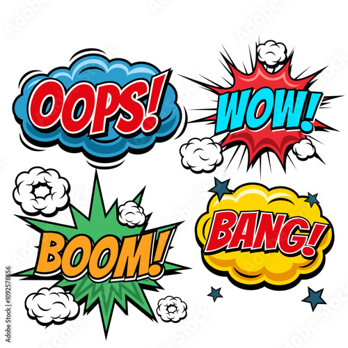Collection of multicolored comic sound Effects