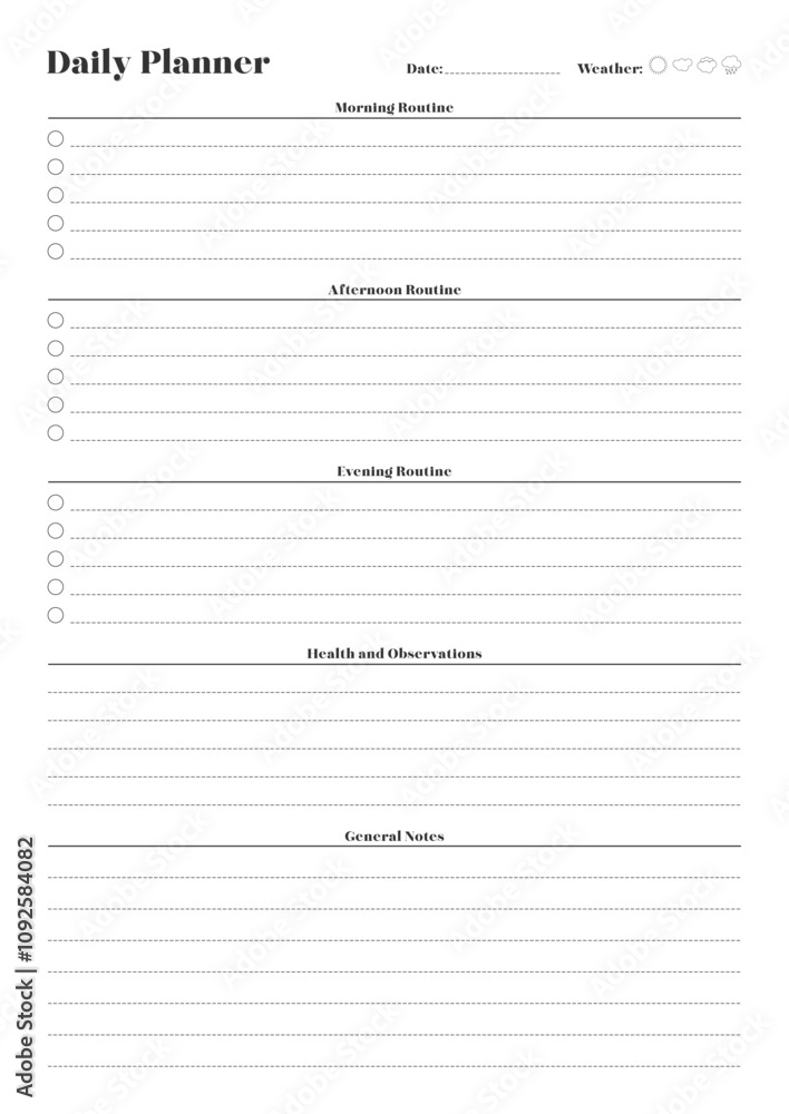 Versatile Generic Planning Pages and Planner Sheets Design Template for daily, weekly, and monthly organization for organizing daily routines and personal goals Versatile Generic Planning Pages and Planner Sheets Design Template for daily, weekly, and monthly organization for organizing daily routines and personal goals