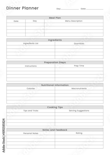 Comprehensive Meal Planning Sheets for Weekly, Monthly, and Daily Meal Prep, Grocery List Organization, Nutritional Tracking, and Healthy Eating Goals, Easy Printable Templates