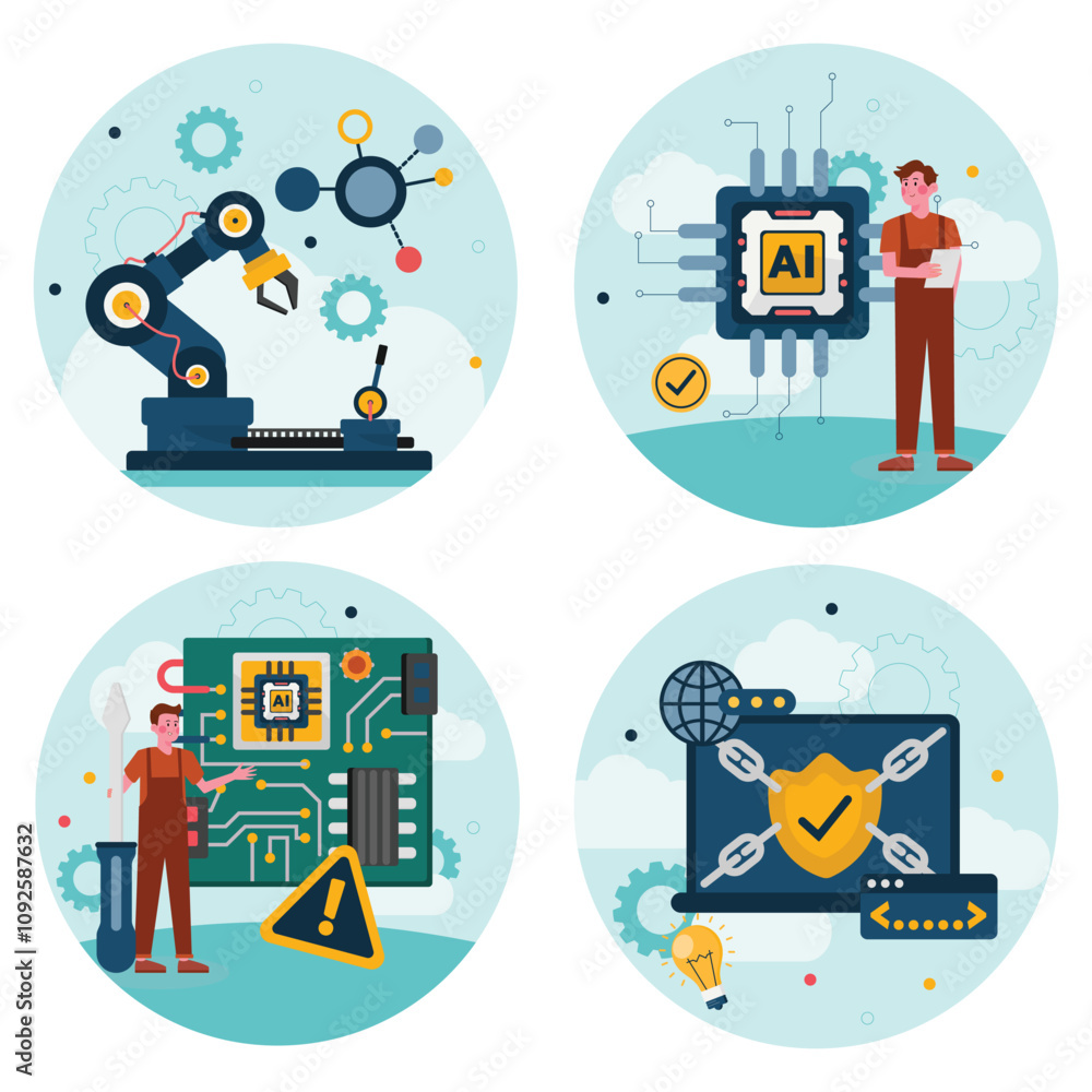 Illustrations of Technology and AI Concepts Illustrations of Technology and AI Concepts