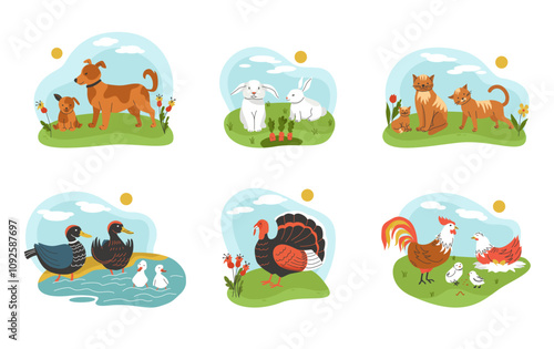 Charming Cartoon Animals in Nature