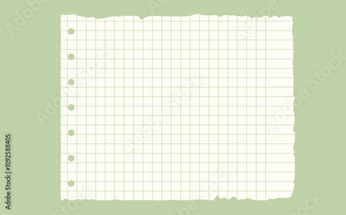 Graph paper. Printable lined and squared grid paper with color lines. Geometric background for school, textures, notebook, diary. Realistic ripped aged paper blank.
