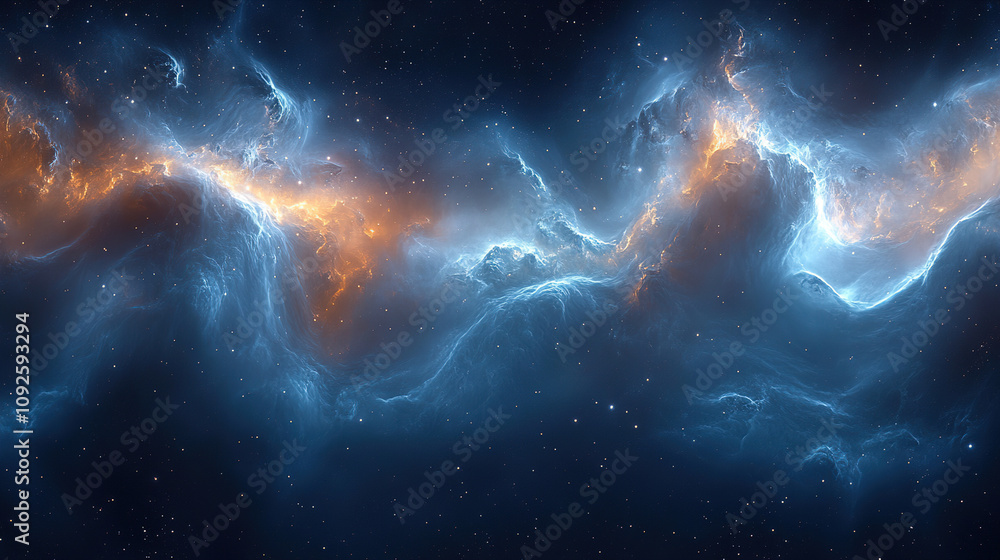 Vibrant cosmic nebula with swirling gases and stars in a dark universe. Generative AI Vibrant cosmic nebula with swirling gases and stars in a dark universe. Generative AI