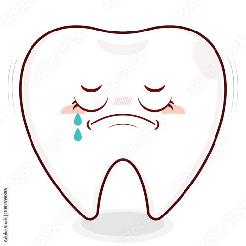 tooth crying face cartoon cute