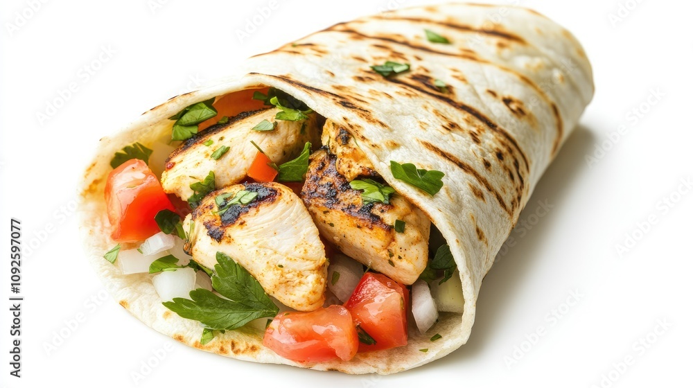 Grilled Chicken Shawarma Wrap Close Up Grilled Chicken Shawarma Wrap Close Up
