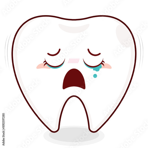 tooth crying face cartoon cute