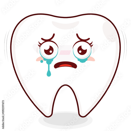 tooth scared face cartoon cute