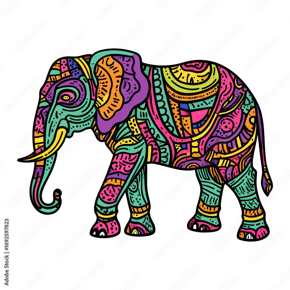 Fototapeta premium Colorful Ornamental Elephant Illustration
