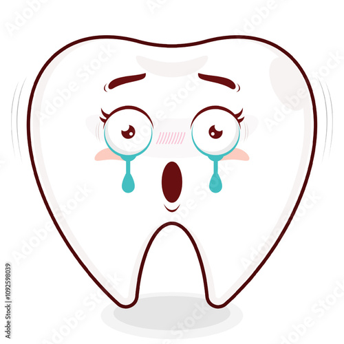 tooth scared face cartoon cute