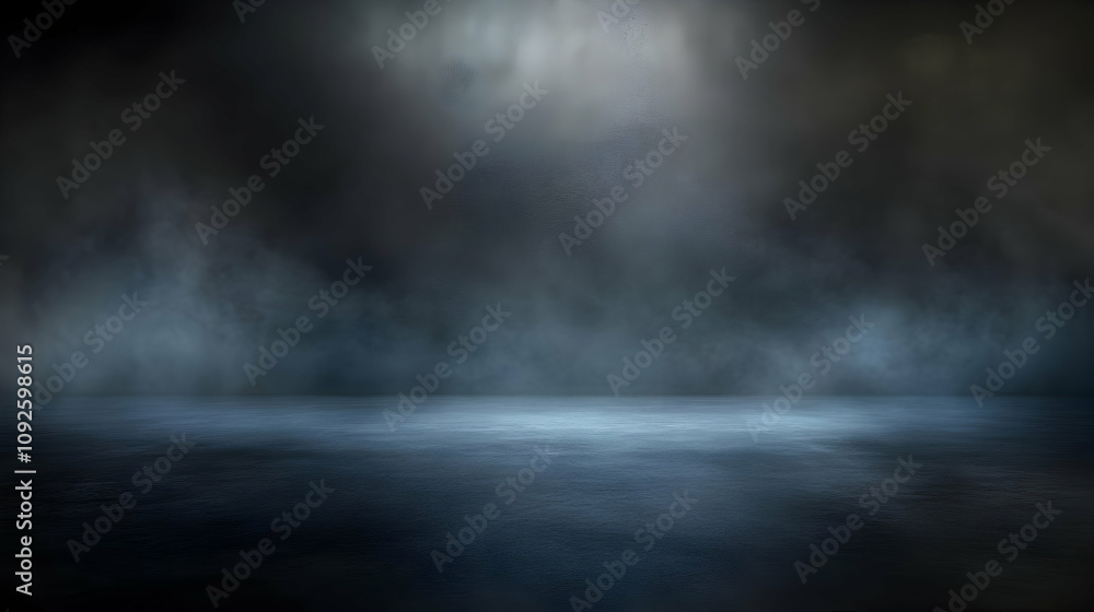 Fototapeta premium Dark Moody 3D Abstract Background with Fog and Glowing Light