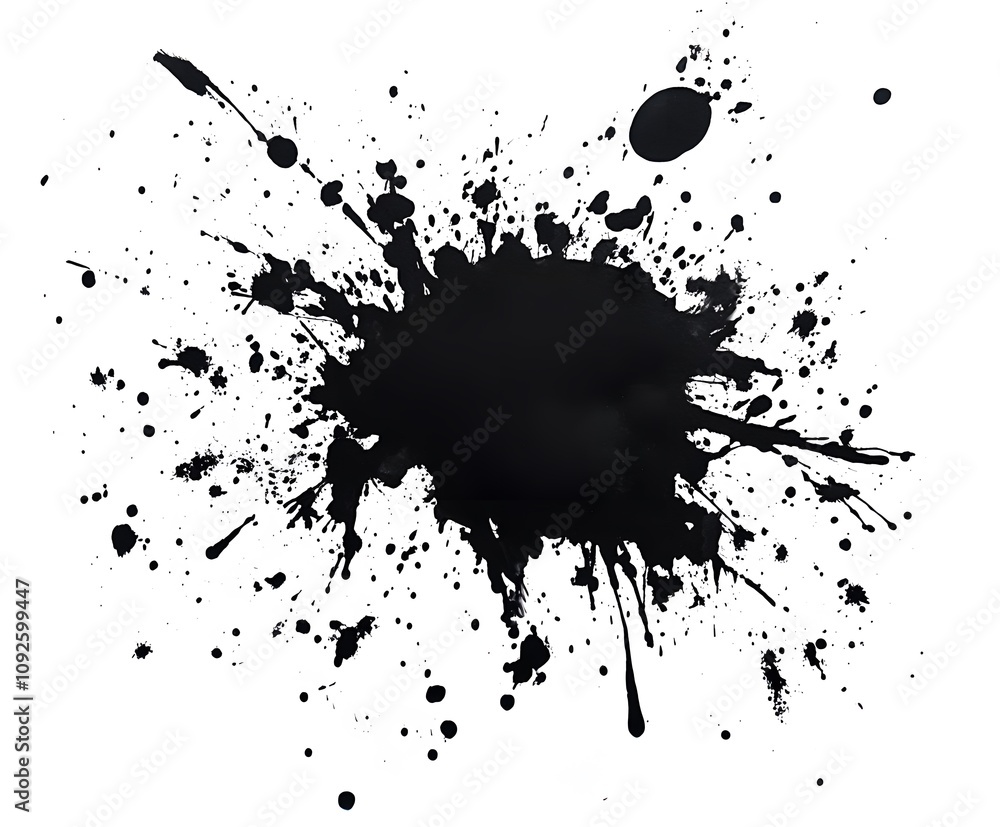 Abstract Black Ink Splotch on White Background Abstract Black Ink Splotch on White Background