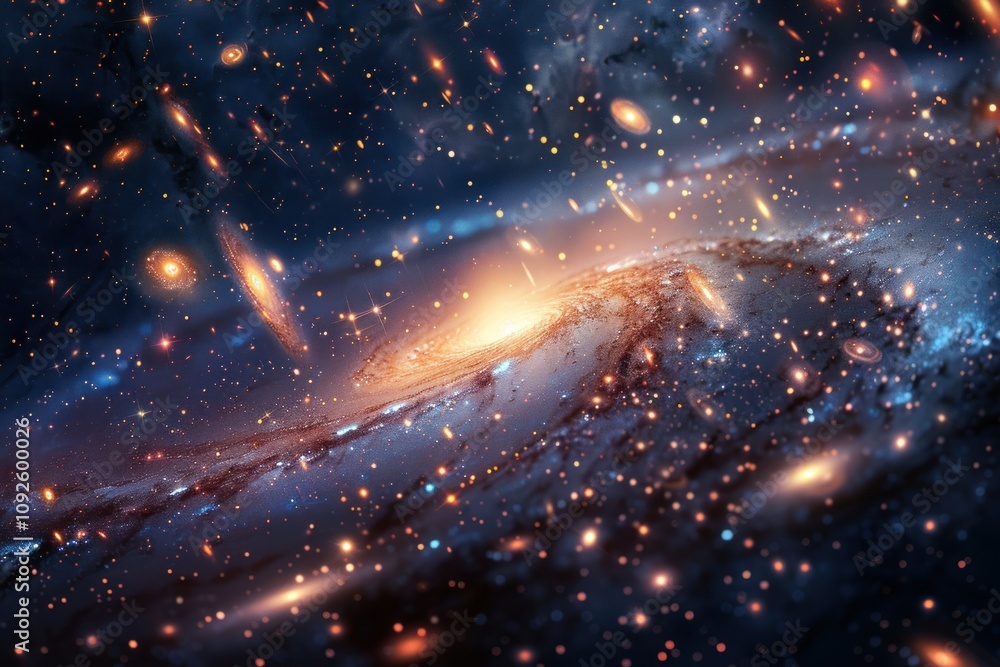 a vibrant, colorful nebula with a spiral galaxy in the background a vibrant, colorful nebula with a spiral galaxy in the background
