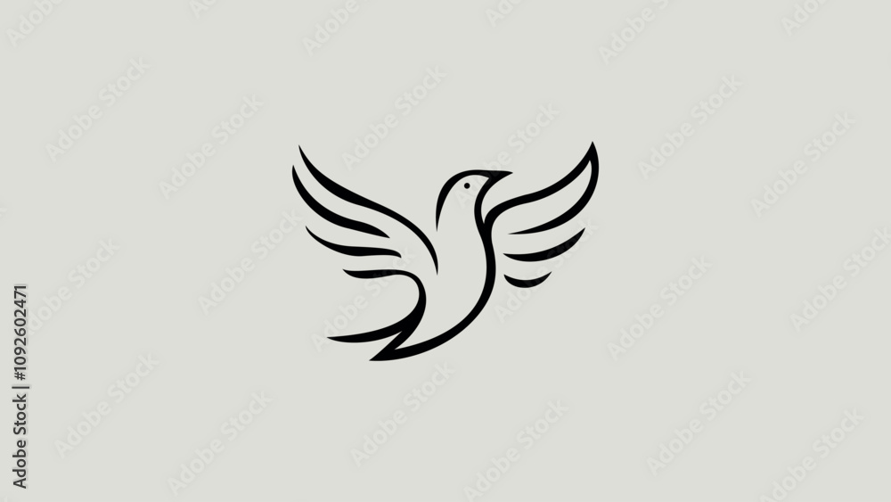 Fototapeta premium Minimalist Bird Illustration on Branch with Elegant Lines