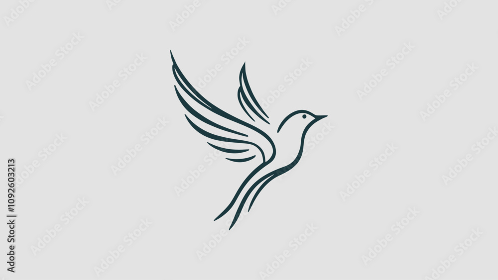 Minimalist Bird Illustration on Branch with Elegant Lines Minimalist Bird Illustration on Branch with Elegant Lines